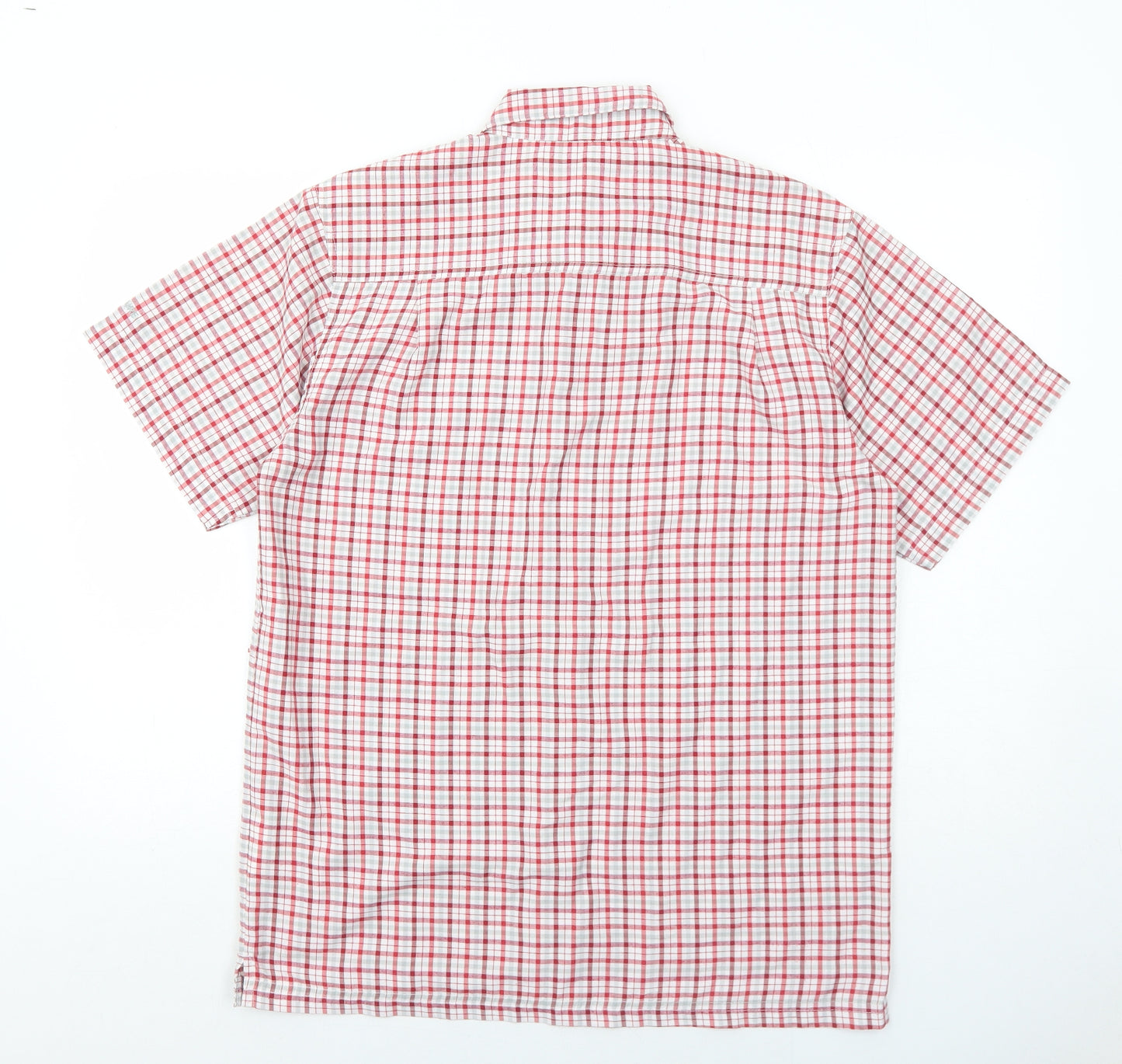 Regatta Mens Red Check Polyester Button-Up Size L Collared Button
