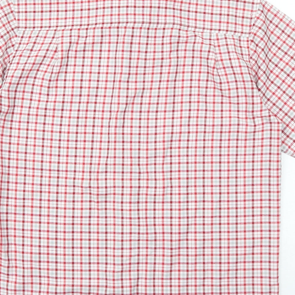 Regatta Mens Red Check Polyester Button-Up Size L Collared Button