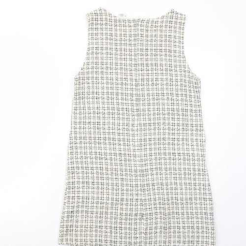Cooperative Womens Ivory Geometric Cotton Pinafore/Dungaree Dress Size M Round Neck Zip