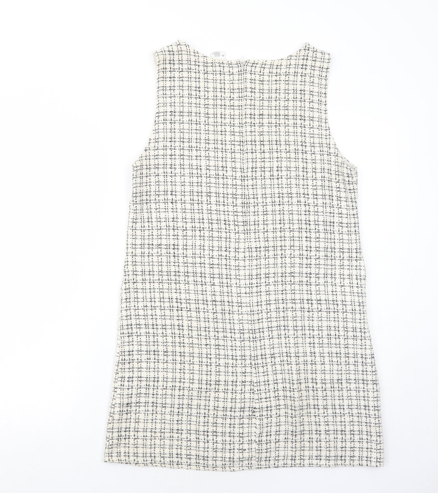 Cooperative Womens Ivory Geometric Cotton Pinafore/Dungaree Dress Size M Round Neck Zip
