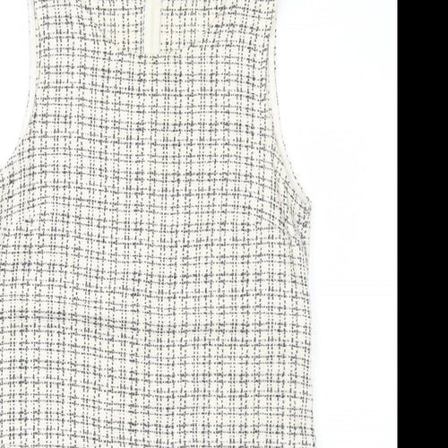 Cooperative Womens Ivory Geometric Cotton Pinafore/Dungaree Dress Size M Round Neck Zip
