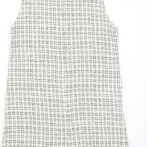 Cooperative Womens Ivory Geometric Cotton Pinafore/Dungaree Dress Size M Round Neck Zip