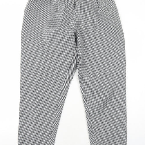 New Look Womens Black Geometric Polyester Carrot Trousers Size 14 Regular Button