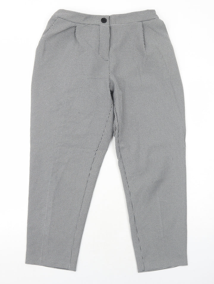 New Look Womens Black Geometric Polyester Carrot Trousers Size 14 Regular Button