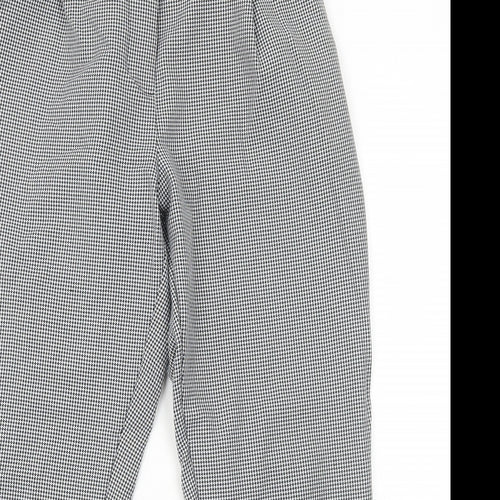 New Look Womens Black Geometric Polyester Carrot Trousers Size 14 Regular Button