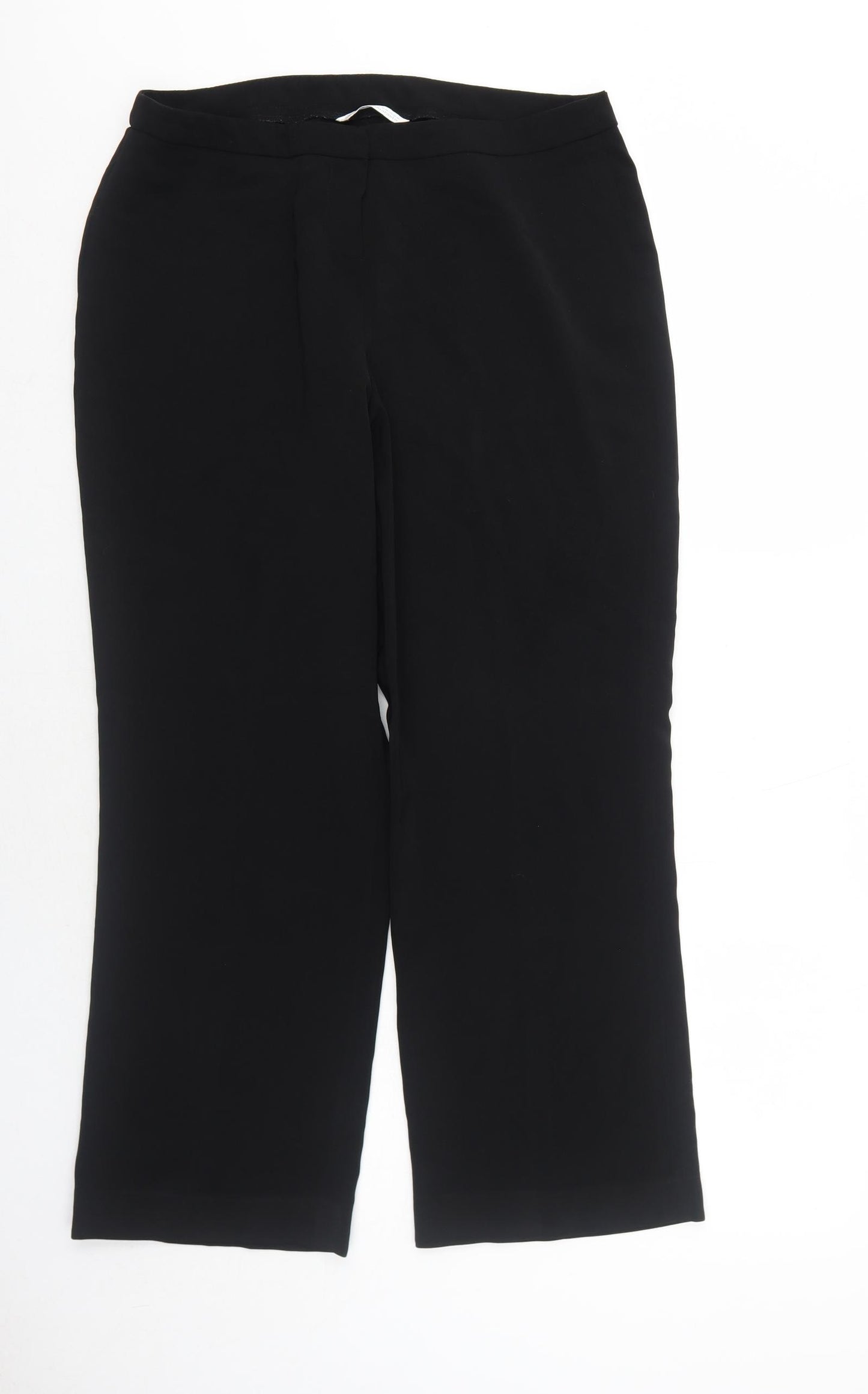 AMARANTO Womens Black Polyester Trousers Size 14 Regular Zip