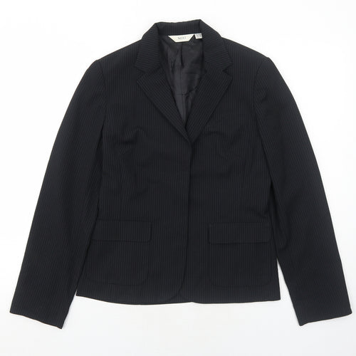 NEXT Womens Black Striped Polyester Jacket Blazer Size 8