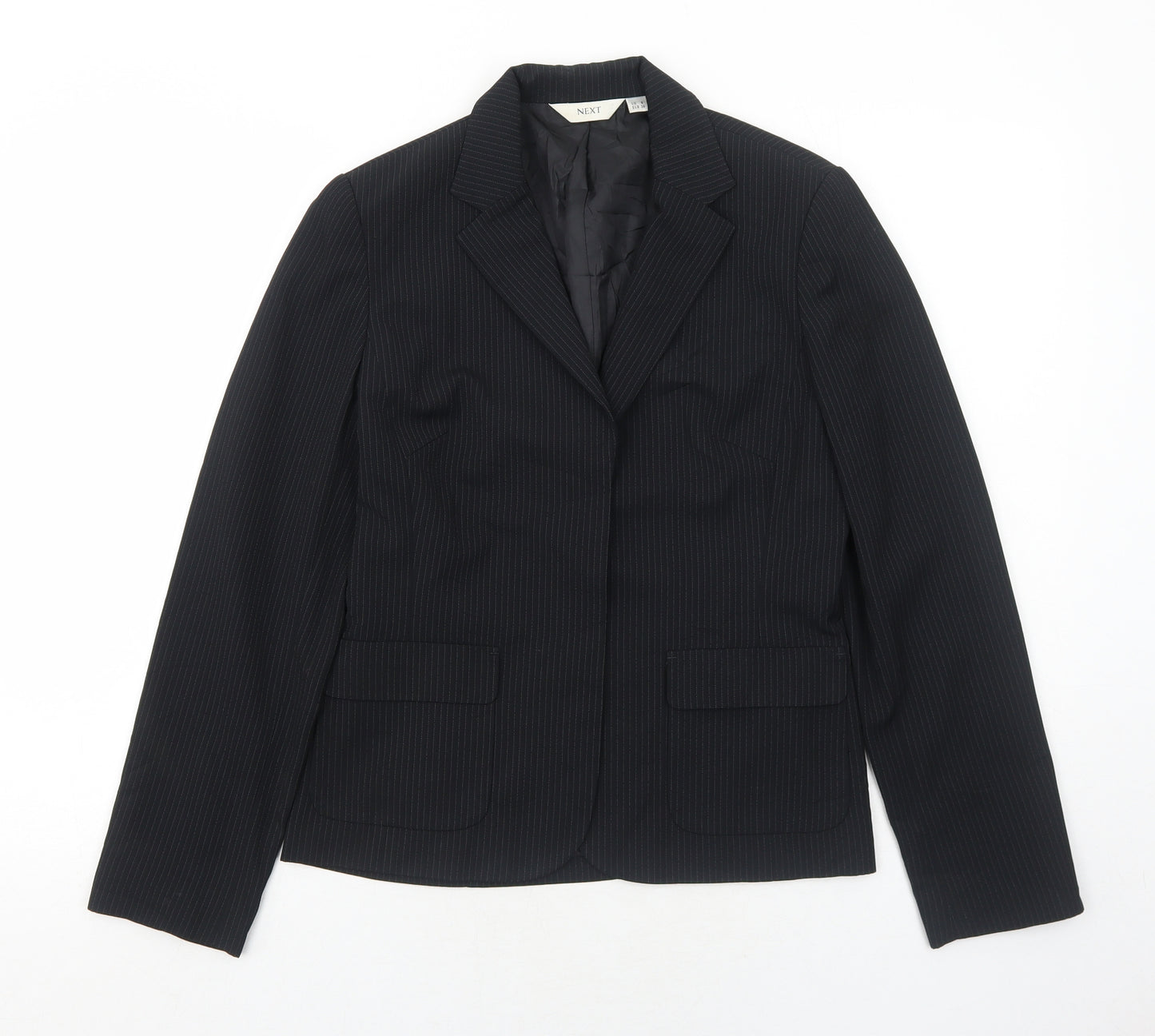 NEXT Womens Black Striped Polyester Jacket Blazer Size 8
