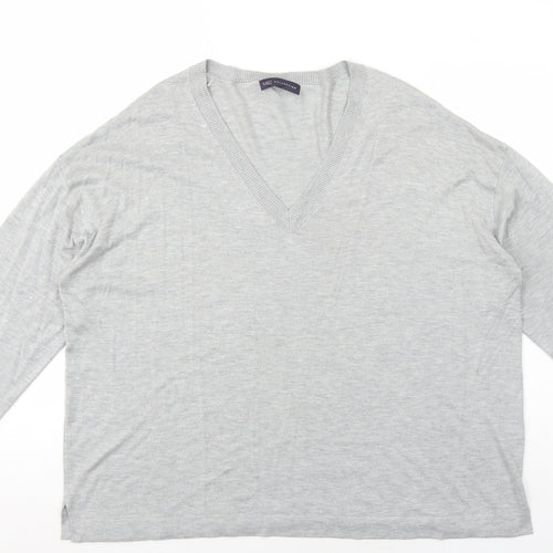 Marks and Spencer Womens Grey V-Neck Acrylic Pullover Jumper Size XL