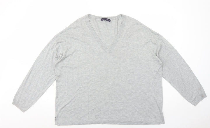 Marks and Spencer Womens Grey V-Neck Acrylic Pullover Jumper Size XL