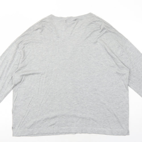 Marks and Spencer Womens Grey V-Neck Acrylic Pullover Jumper Size XL