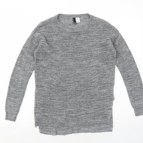 H&M Womens Grey Round Neck Cotton Pullover Jumper Size XS