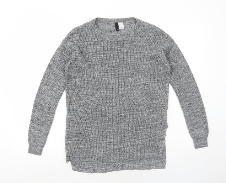 H&M Womens Grey Round Neck Cotton Pullover Jumper Size XS