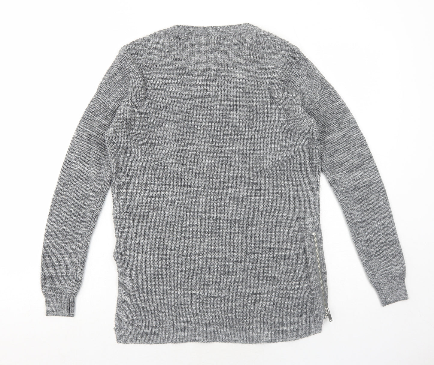 H&M Womens Grey Round Neck Cotton Pullover Jumper Size XS