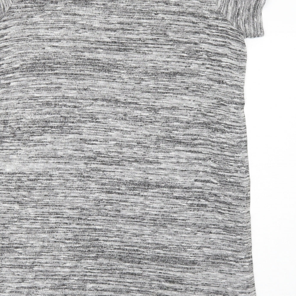River Island Womens Grey Geometric Viscose Basic T-Shirt Size 12 Round Neck