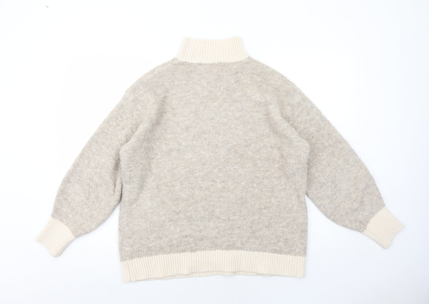 Marks and Spencer Womens Beige High Neck Acrylic Pullover Jumper Size M