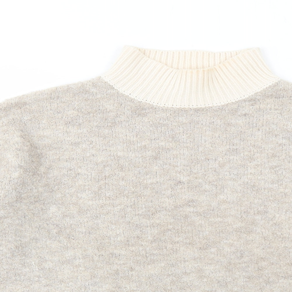 Marks and Spencer Womens Beige High Neck Acrylic Pullover Jumper Size M