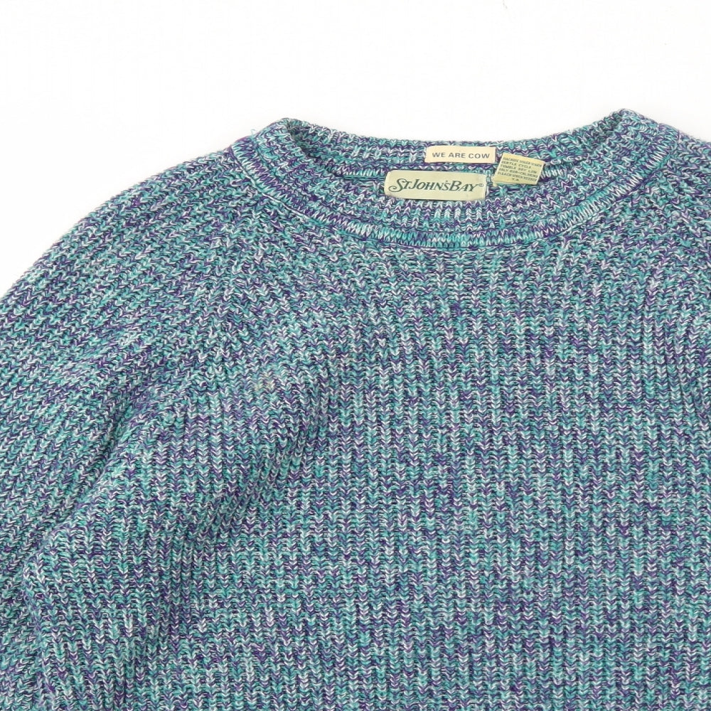 St Johns Bay Mens Blue Round Neck Acrylic Pullover Jumper Size L Long Sleeve