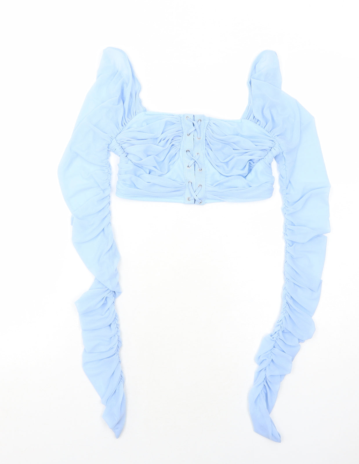 PRETTYLITTLETHING Womens Blue Polyester Cropped Tank Size 6 Square Neck
