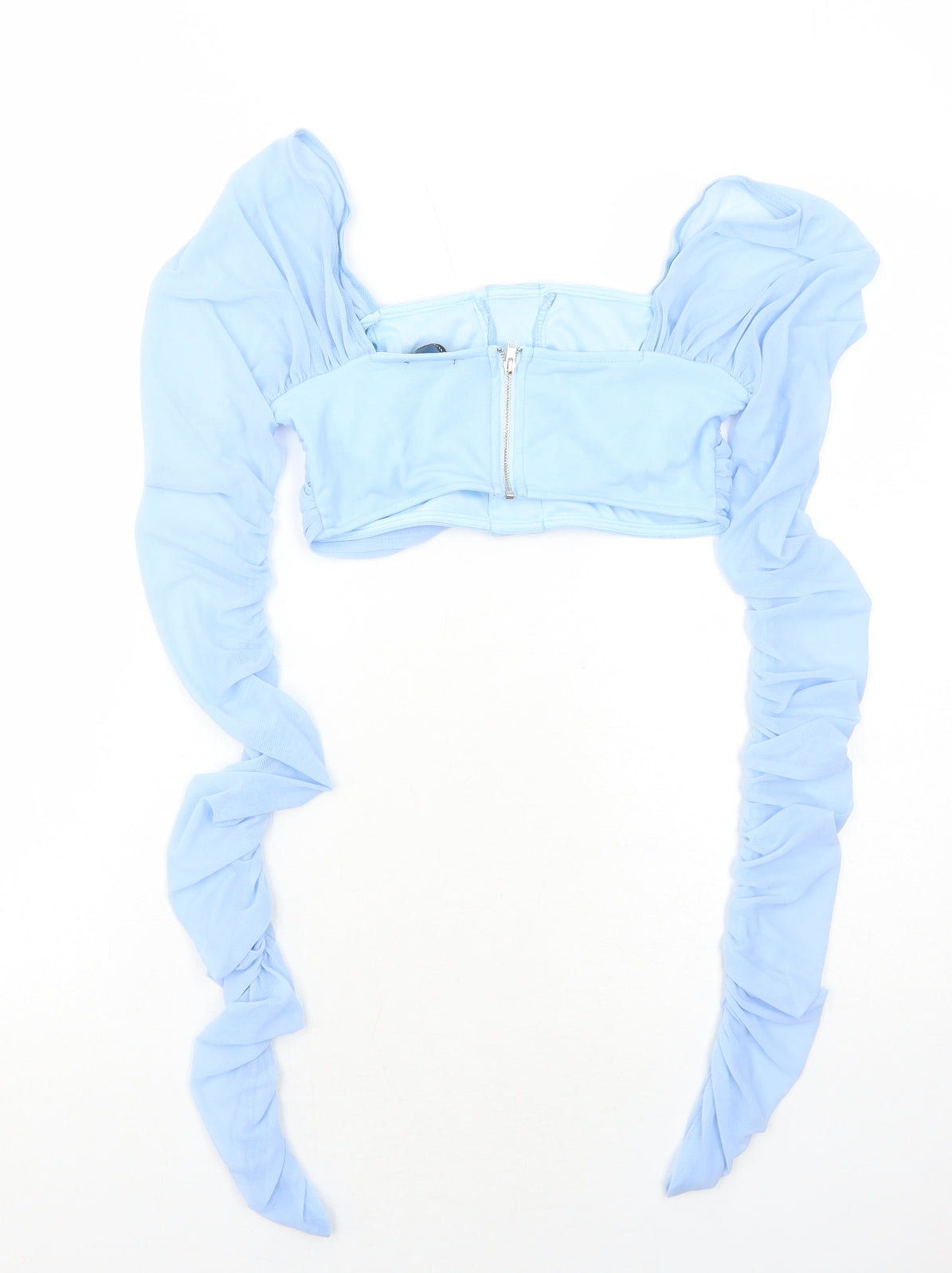 PRETTYLITTLETHING Womens Blue Polyester Cropped Tank Size 6 Square Neck