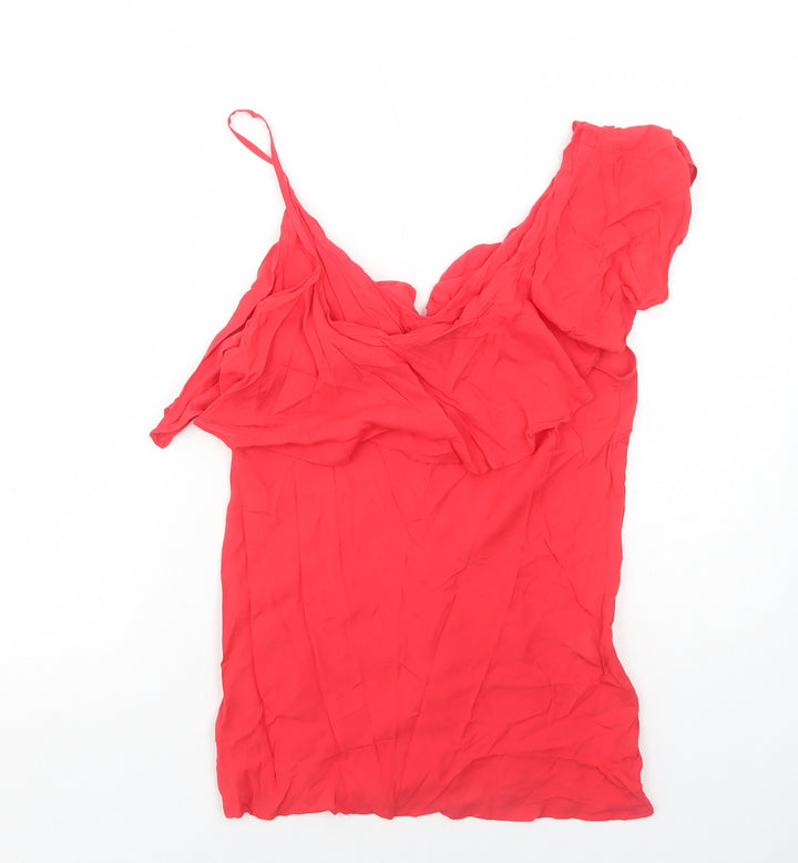 Warehouse Womens Red Viscose Basic Tank Size 14 Round Neck
