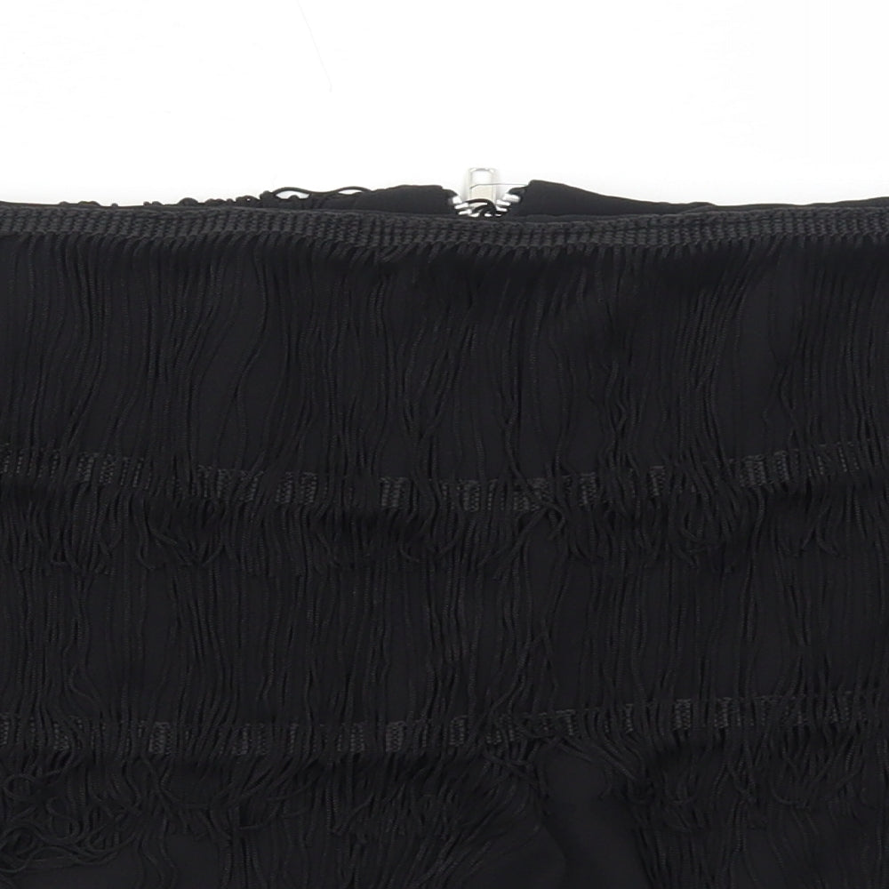 PRETTYLITTLETHING Womens Black Polyester Basic Shorts Size 14 Regular Zip
