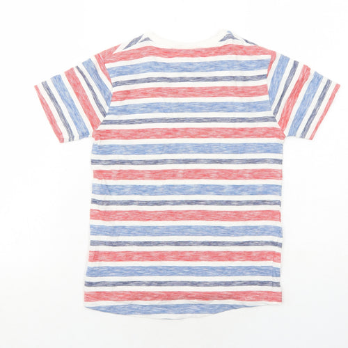 NEXT Boys Blue Striped Cotton Basic T-Shirt Size 7 Years Round Neck Pullover