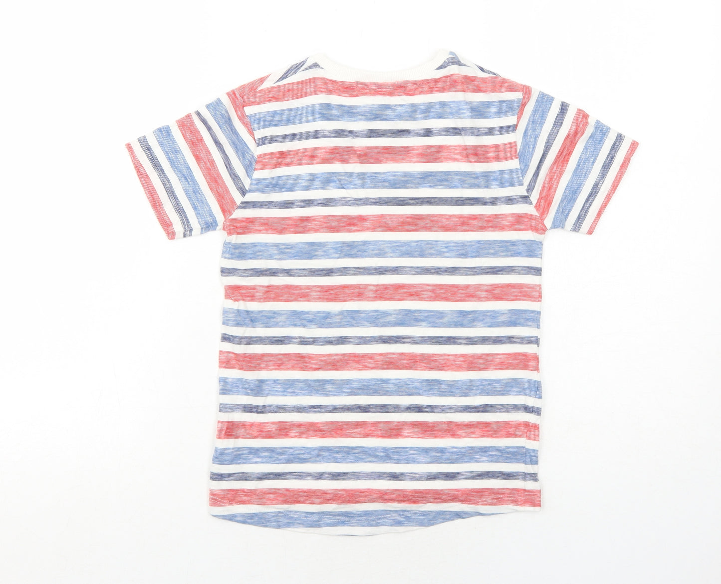 NEXT Boys Blue Striped Cotton Basic T-Shirt Size 7 Years Round Neck Pullover