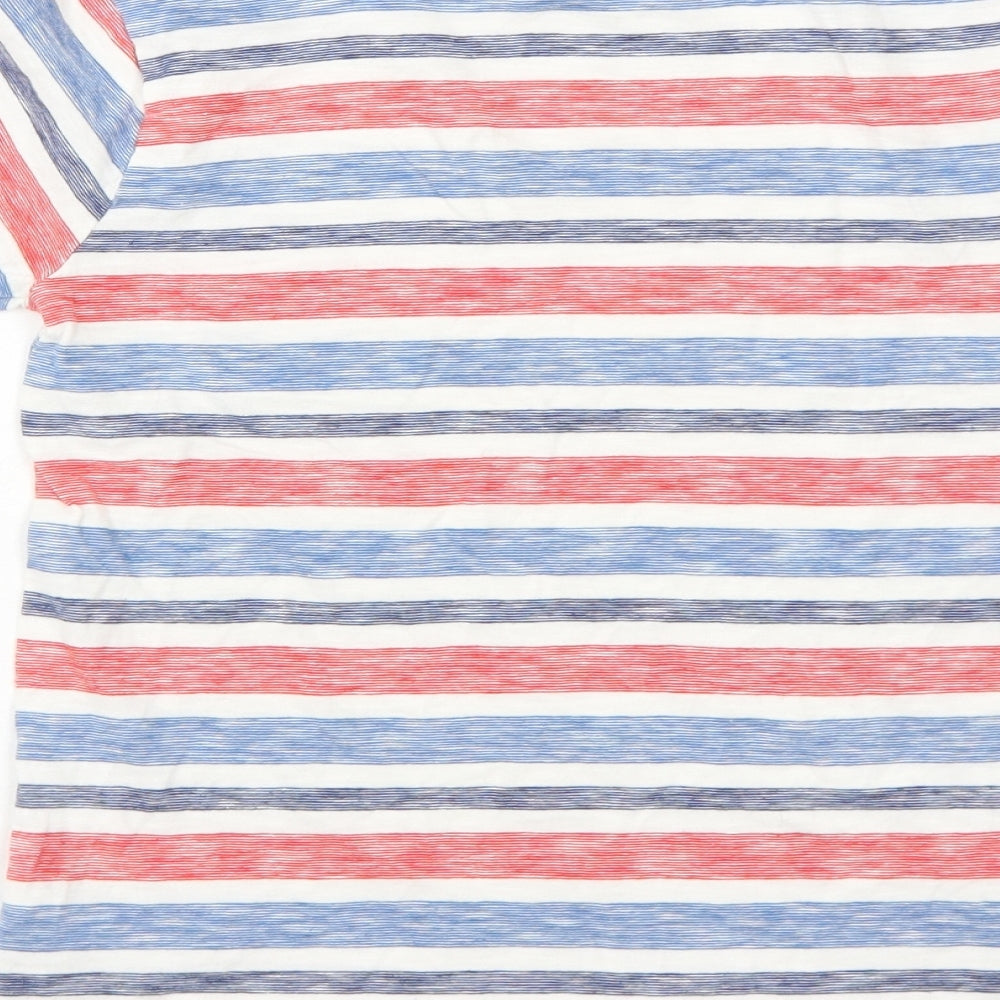 NEXT Boys Blue Striped Cotton Basic T-Shirt Size 7 Years Round Neck Pullover