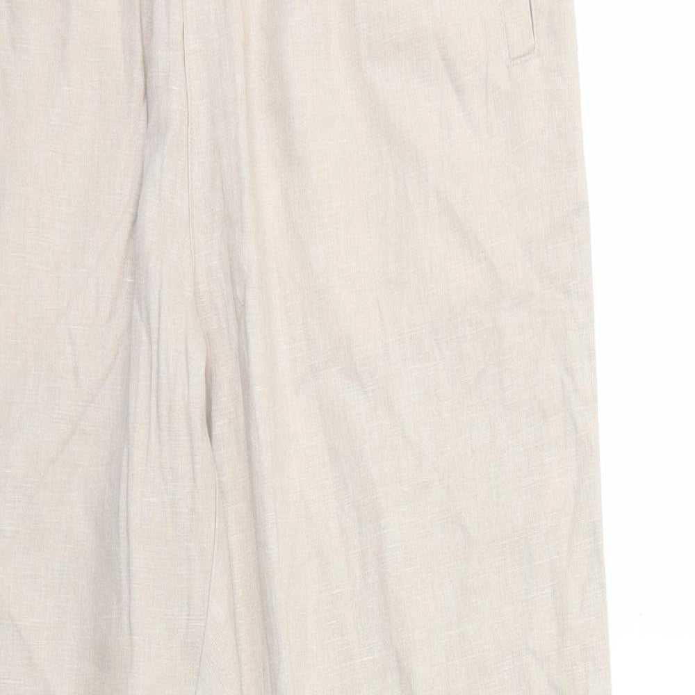 Bonmarché Womens Beige Linen Trousers Size 12 Regular