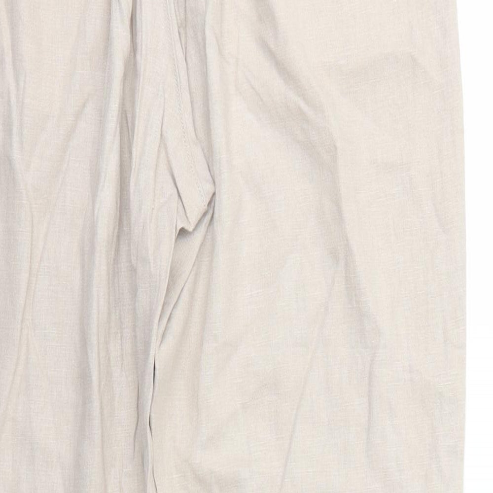 Bonmarché Womens Beige Linen Trousers Size 12 Regular