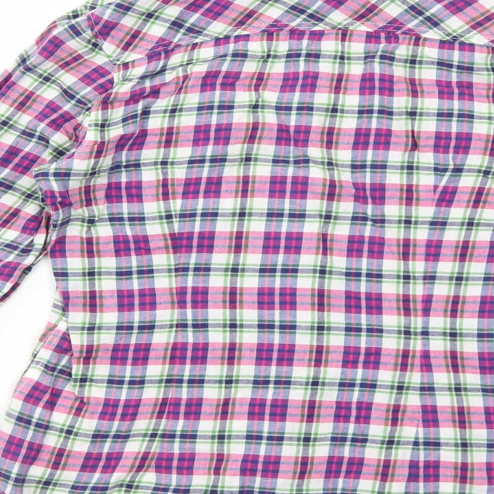 H&M Womens Pink Plaid Cotton Basic Button-Up Size 10 Collared