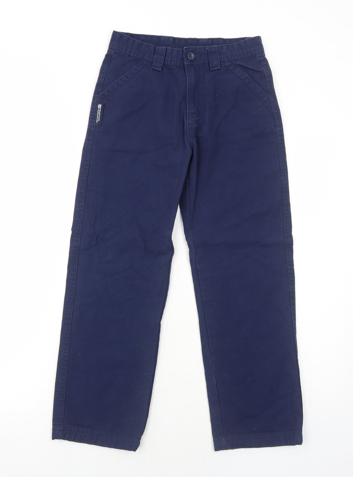 Mountain Warehouse Boys Blue Cotton Chino Trousers Size 9-10 Years Regular Zip