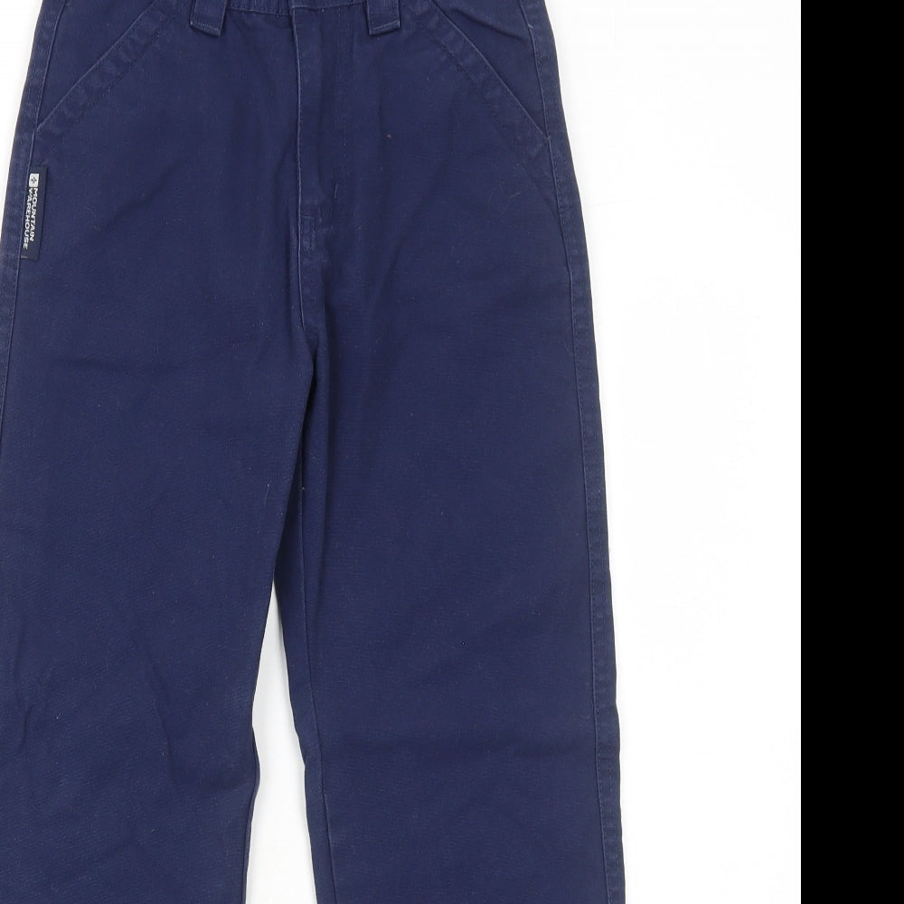 Mountain Warehouse Boys Blue Cotton Chino Trousers Size 9-10 Years Regular Zip