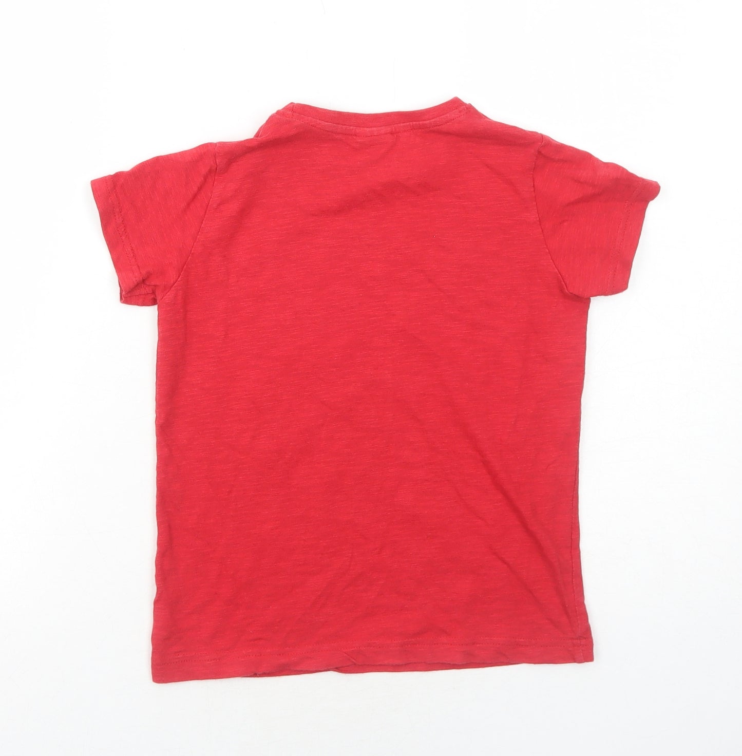 NEXT Boys Red Cotton Basic T-Shirt Size 7 Years Round Neck Pullover - Angry Birds