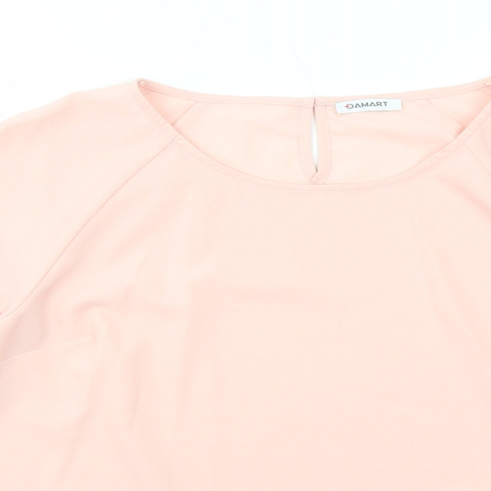 Damart Womens Pink Polyester Basic Blouse Size 16 Round Neck