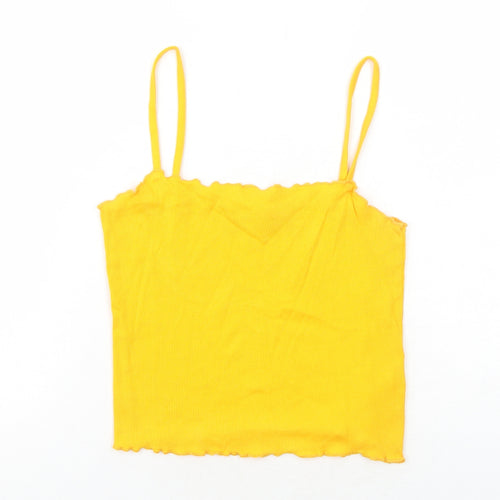 Topshop Womens Yellow Cotton Basic Tank Size 10 Square Neck