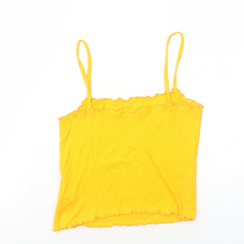 Topshop Womens Yellow Cotton Basic Tank Size 10 Square Neck