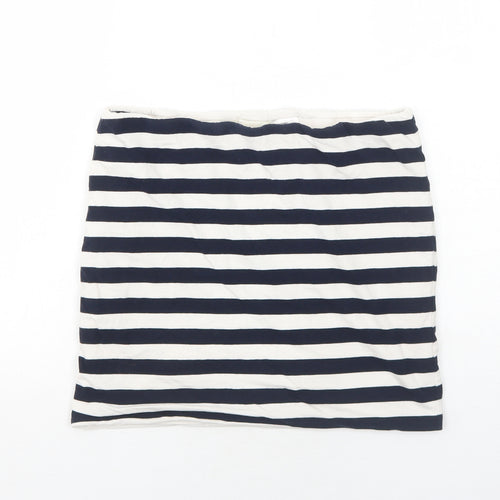 H&M Womens Blue Striped Cotton Bandage Skirt Size M