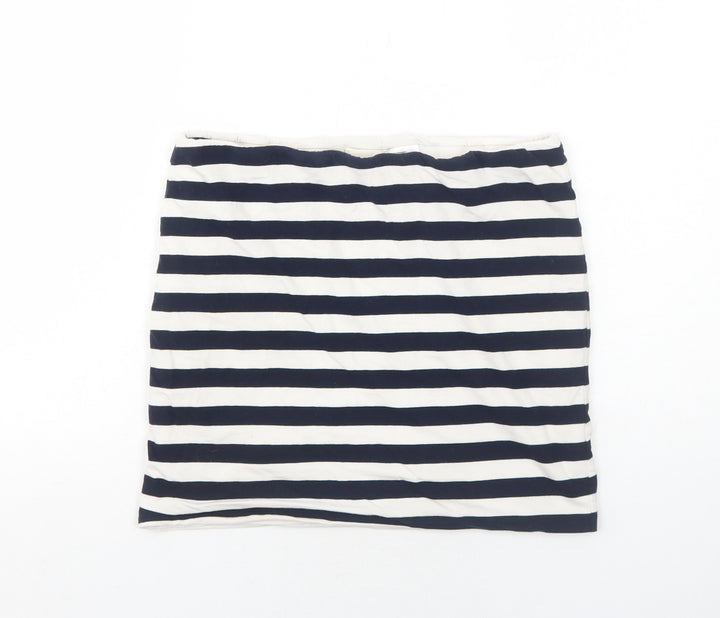 H&M Womens Blue Striped Cotton Bandage Skirt Size M
