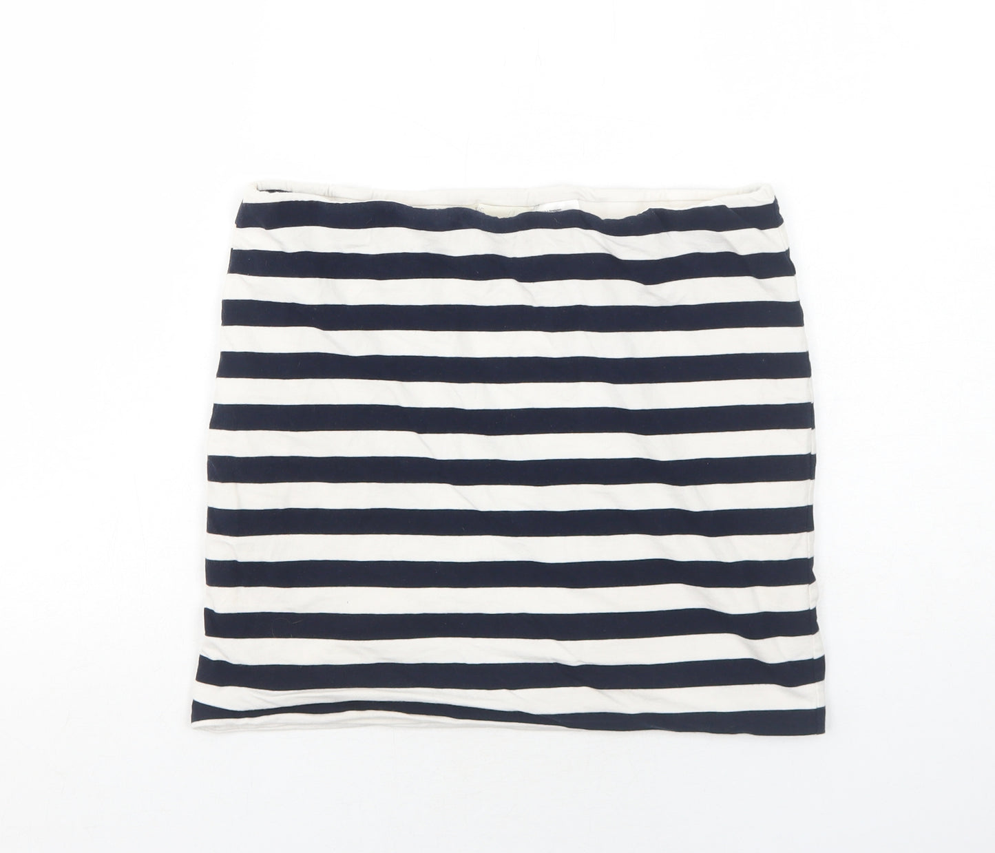 H&M Womens Blue Striped Cotton Bandage Skirt Size M