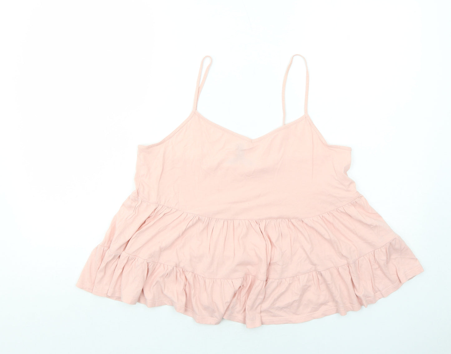 New Look Womens Pink Cotton Basic Tank Size 12 V-Neck