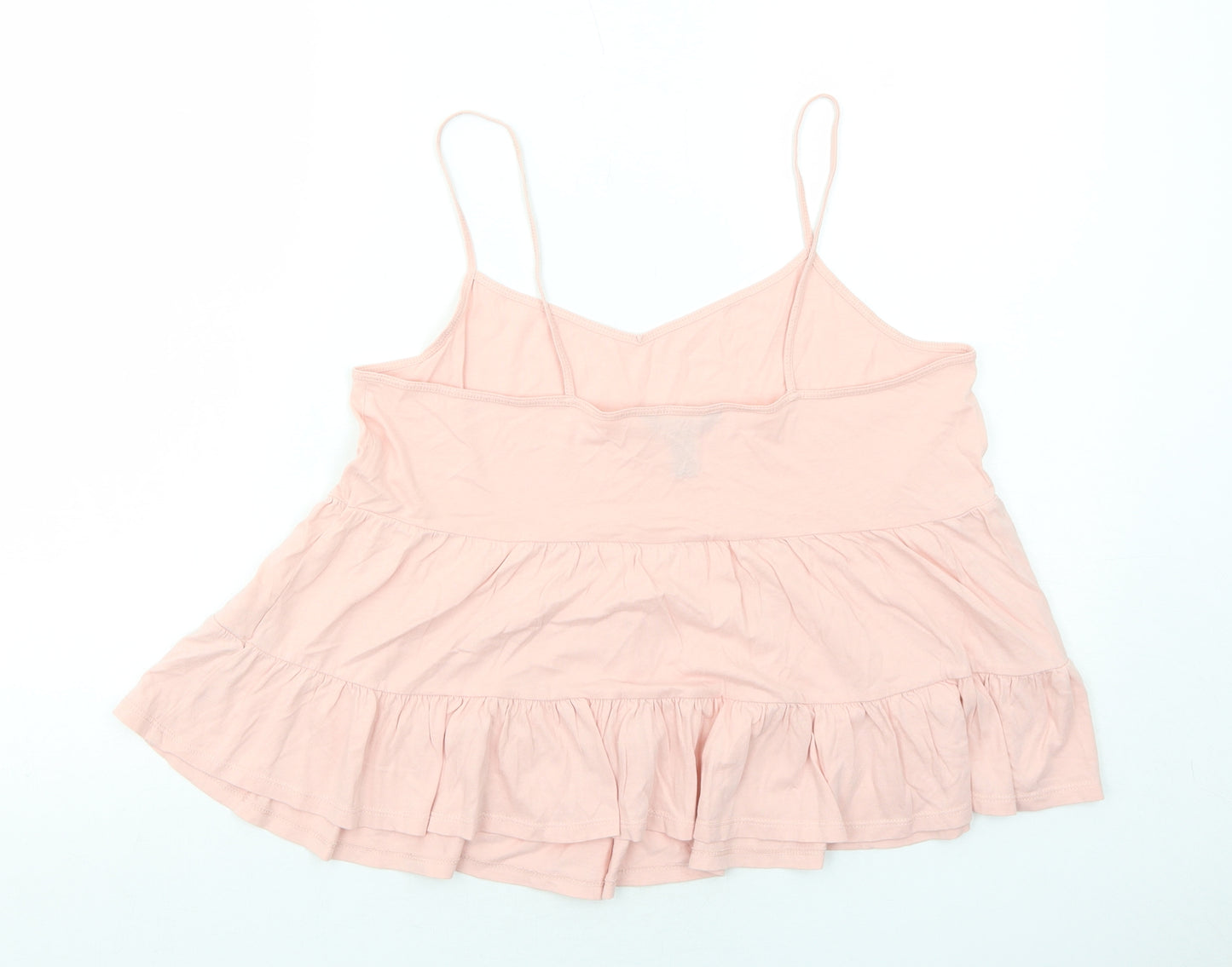 New Look Womens Pink Cotton Basic Tank Size 12 V-Neck