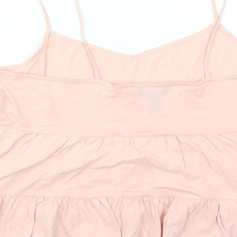New Look Womens Pink Cotton Basic Tank Size 12 V-Neck