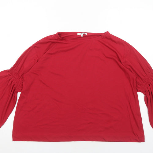 Global Work Womens Red Cotton Basic T-Shirt Size M Round Neck