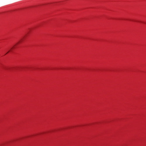 Global Work Womens Red Cotton Basic T-Shirt Size M Round Neck
