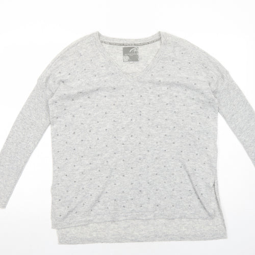 RJR.John Rocha Womens Grey V-Neck Nylon Pullover Jumper Size 8