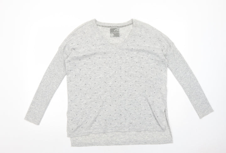 RJR.John Rocha Womens Grey V-Neck Nylon Pullover Jumper Size 8