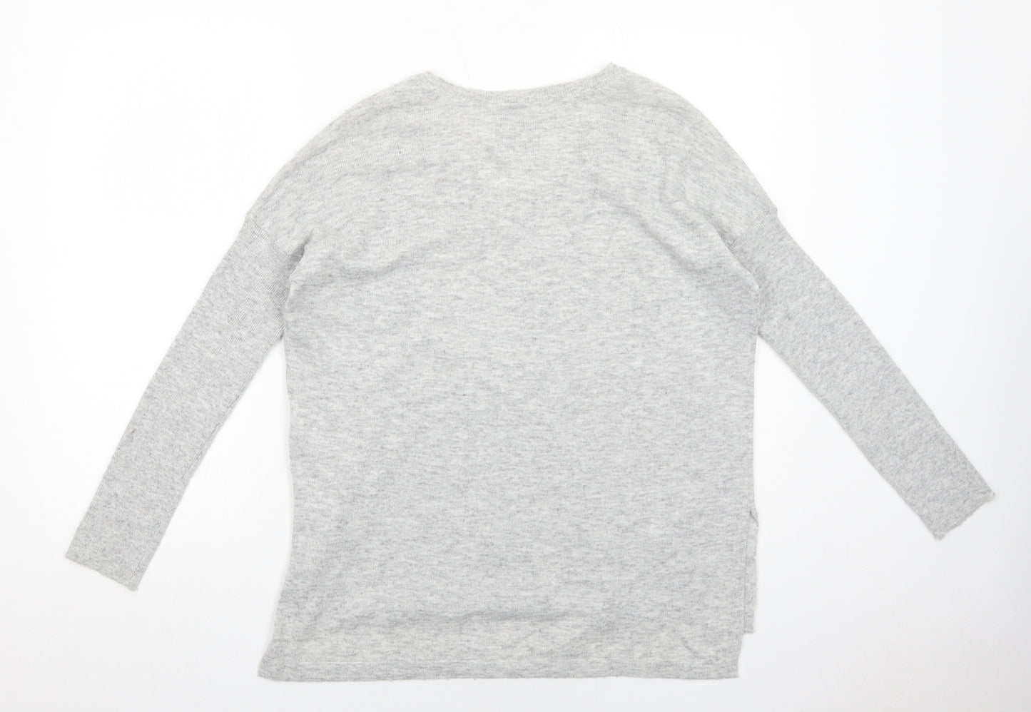RJR.John Rocha Womens Grey V-Neck Nylon Pullover Jumper Size 8