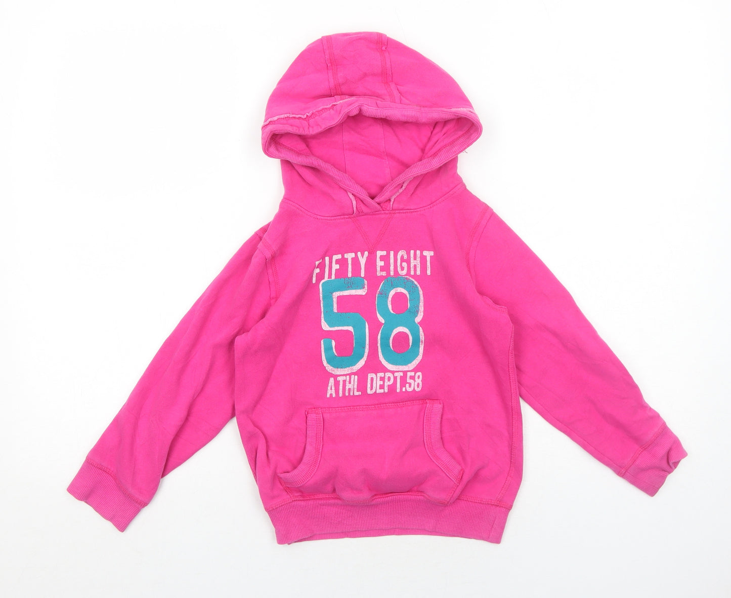 NEXT Girls Pink Cotton Pullover Hoodie Size 6 Years Pullover - 58
